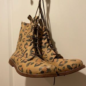 OOAK Magnolia Pearl Leopard Print Back Zip All Leather Boots